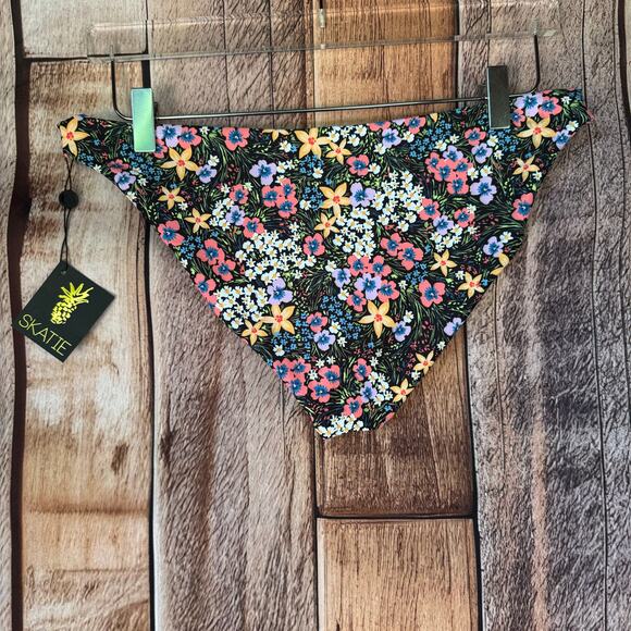 Skatie Swim Bottom Floral Black Size XL Beach Vacation Pool Summer Flower - Picture 2 of 5
